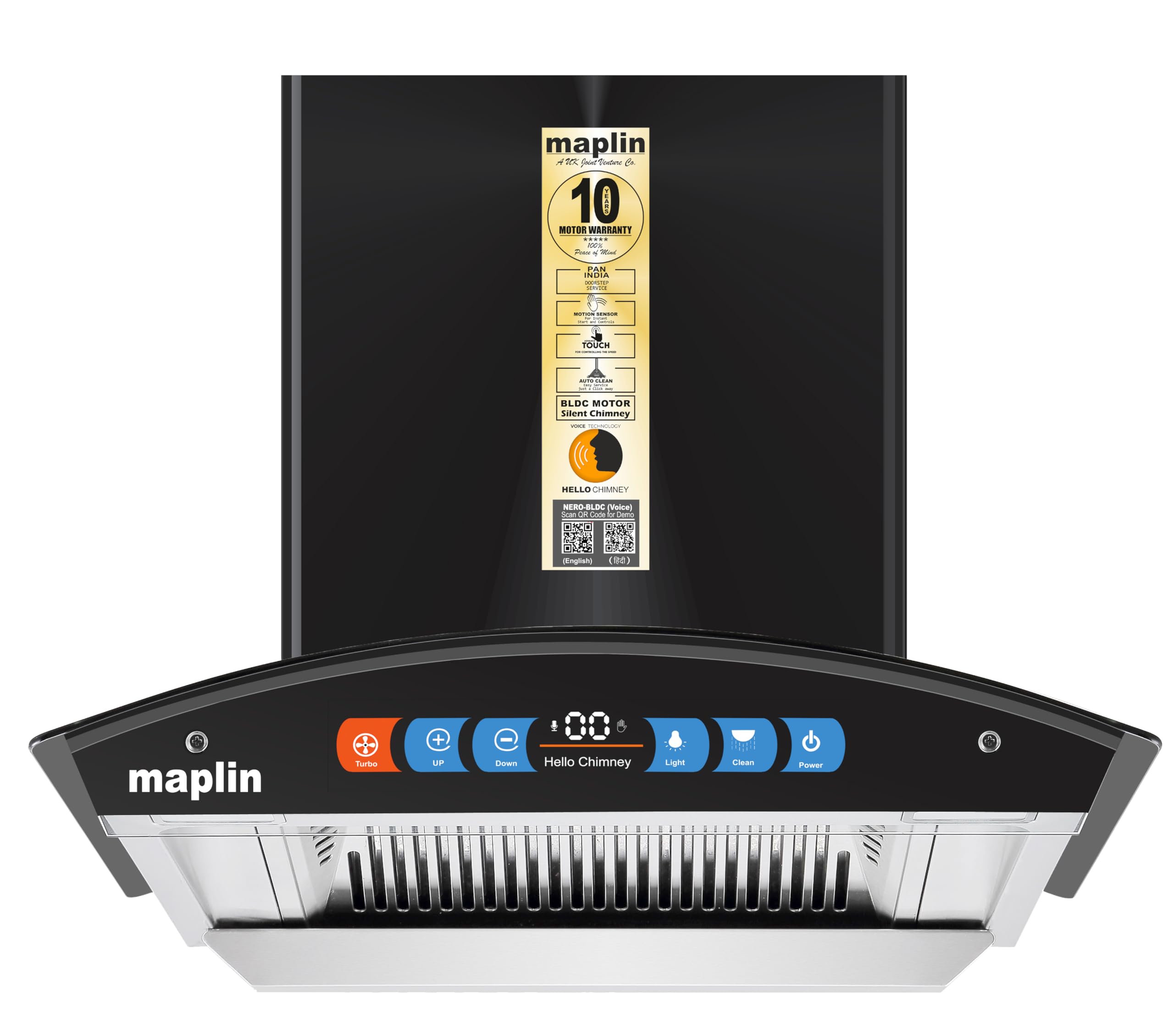 Nero60 With Bldc Motor and voice Control Silent Chimney Auto Clean Wall Mounted Black 2000 CMH Chimney-image-48
