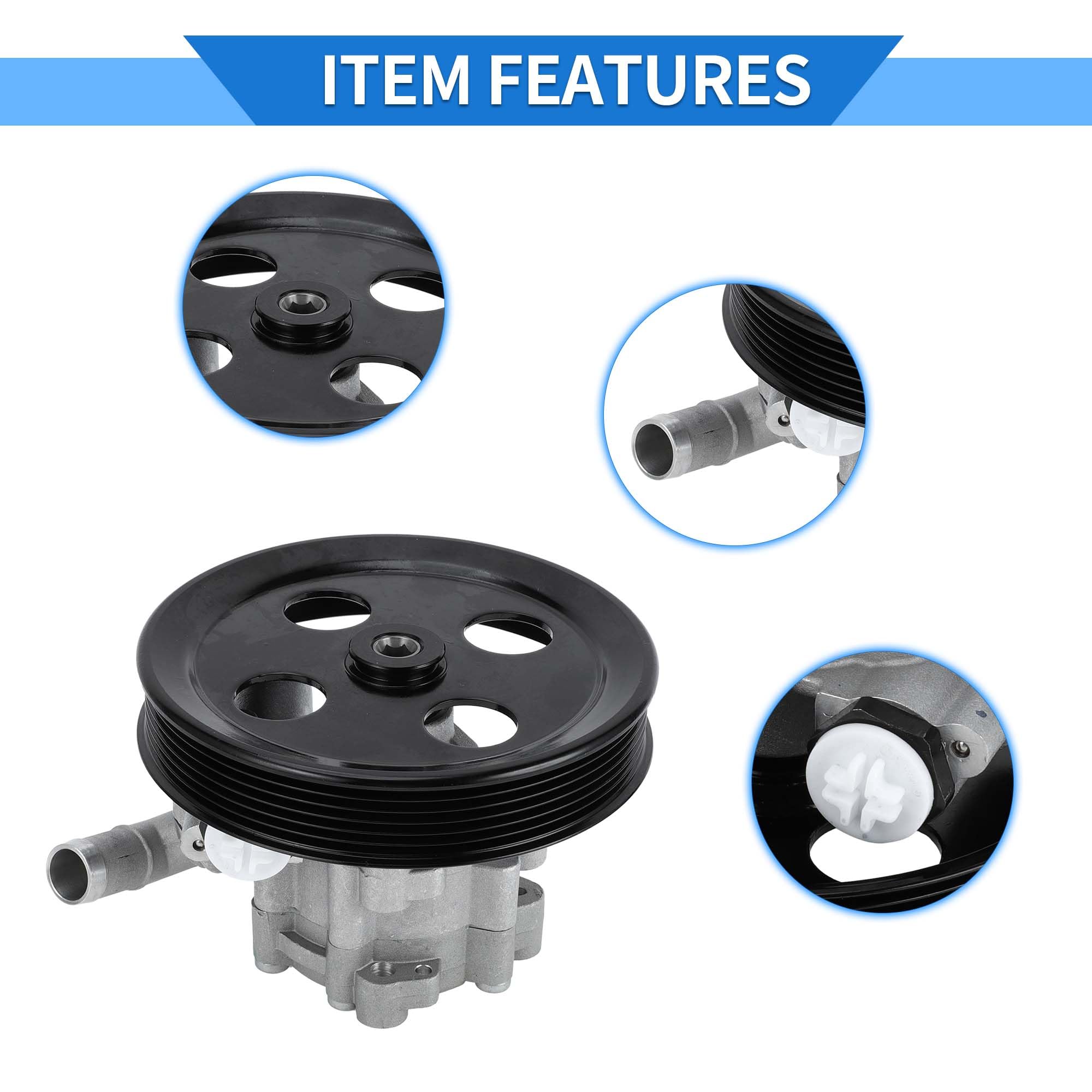 Bomba De Dirección Asistida Para Jeep Wrangler Jk 3.8L 07-11 1Pc | Plateado Y Negro, Aleación De Aluminio, Número Oe 52059899Ae/53032956Aa, Para Jeep Wrangler (Jk) 3.8L