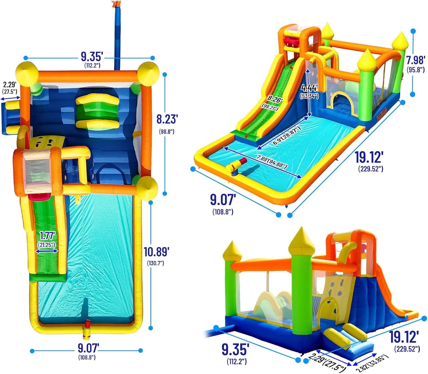 HuaKastro 19.1x11.6FT Inflatable Water Slide Large Bounce House for Big Kids, Blow Up Water Slide for Kids Backyard with 3 Sprayers, Big Pool, Climbing Ladder, Extra Large 8.2x7.4ft Bouncy Area