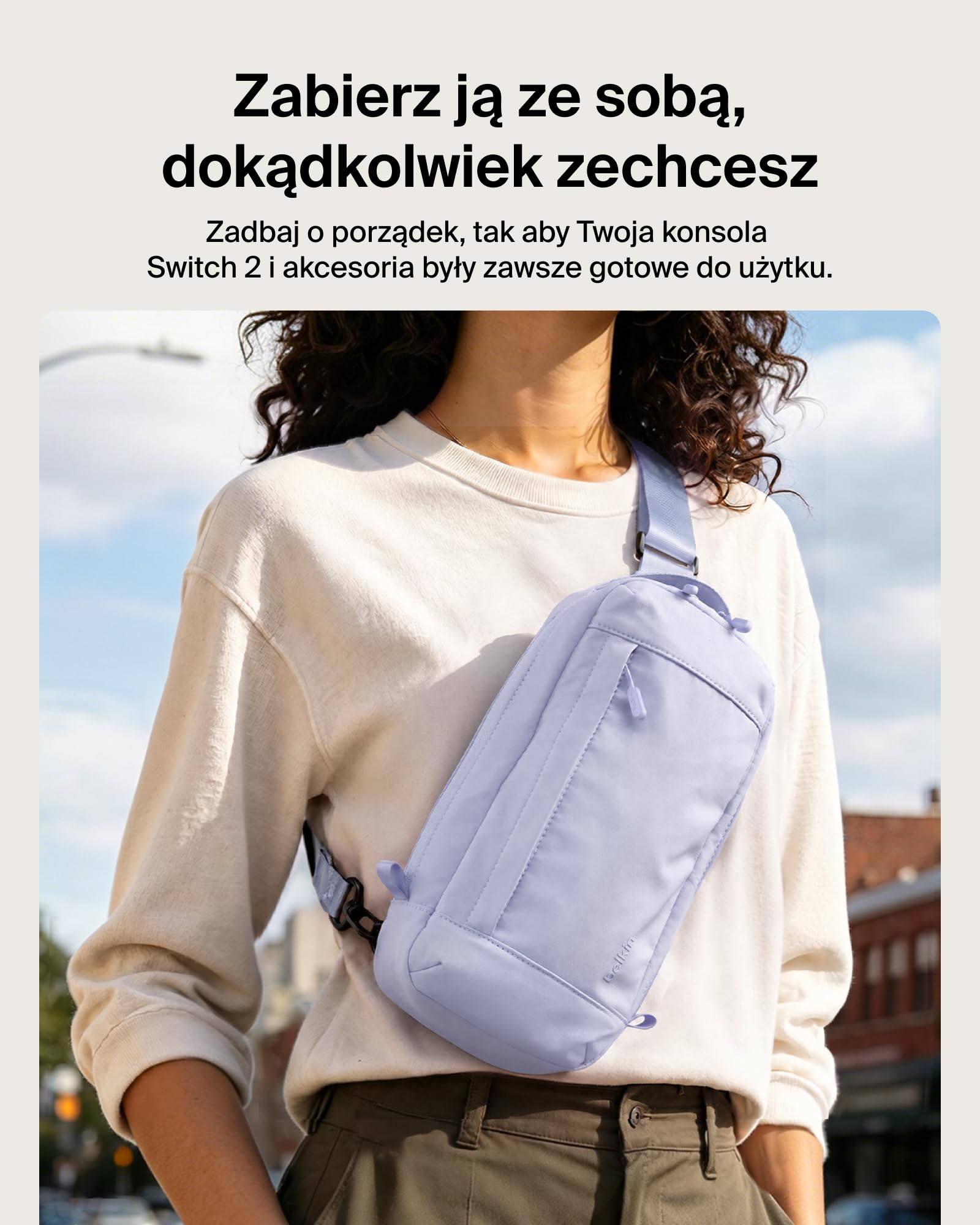 Belkin Gaming Ochronna Torba Podróżna do Nintendo Switch 2 – Fioletowa | Torba na Ramię, Torba Podróżna na Akcesoria do Konsoli, Miękka Wyściółka, Lekka Konstrukcja, 10 Przegródek na Karty z Grami