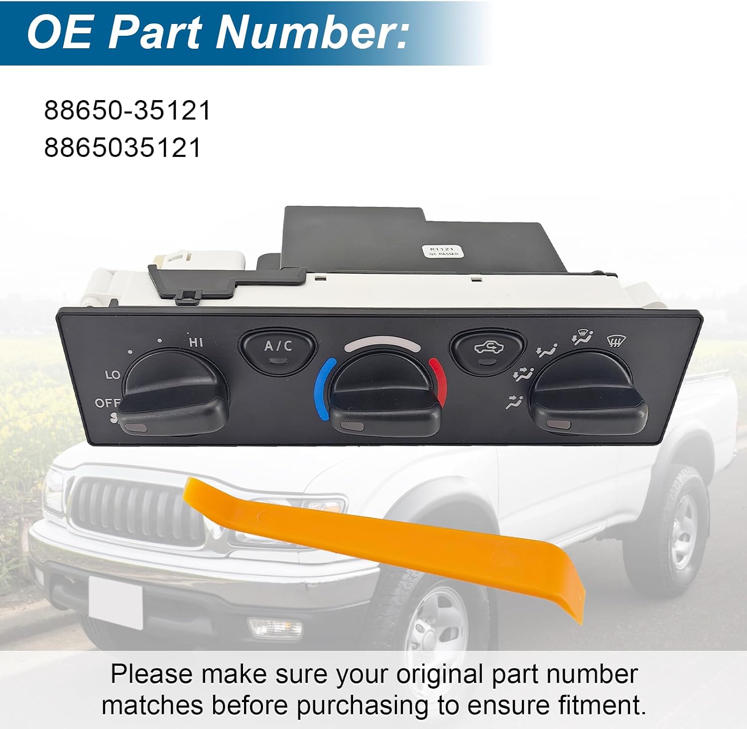 A/C Heater Climate Control Assembly Compatible with Toyota Tacoma 2001-2004 4Runner 2001-2002, Temperature Control Module Replace# 88650-35121 8865035121