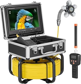 VEVOR Sewer Camera with 512Hz Locator,165 ft/50 m, Self-Leveling Drain Inspection Camera with 9" 1080P HD Screen, 36X Zoom, Snake Plumbing Cameras with Lights-12 LED, 32GB SD Card for Duct Pipe
