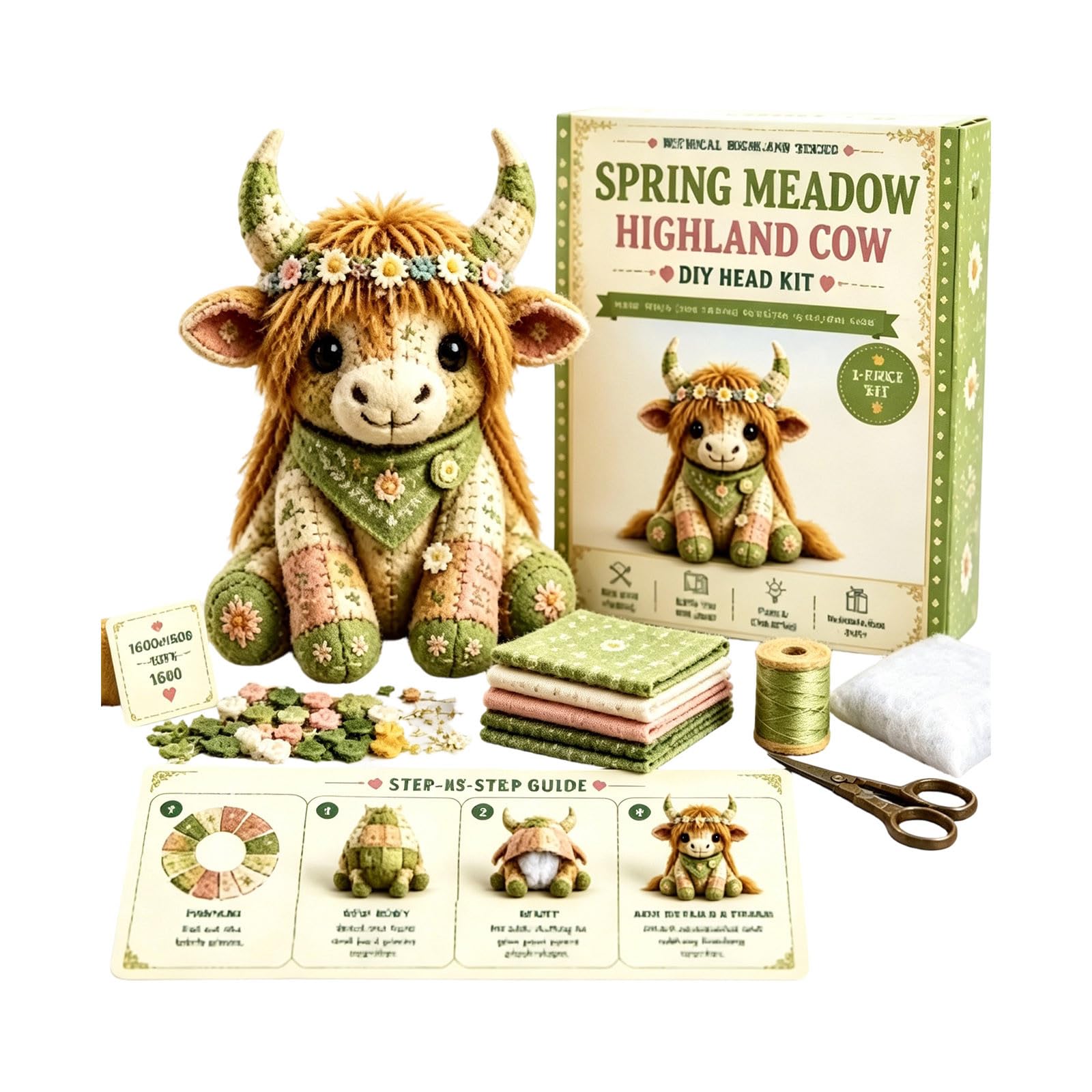 DIY Patchwork Animal Kit, Handmade Sewing Craft Set with Floral Fabric, Stuffing, Tools, 3D Cute Patchwork Animal DIY Kit for Adults Beginners Craft Lovers Gift for Birthdays Holidays(A003, 10cm)