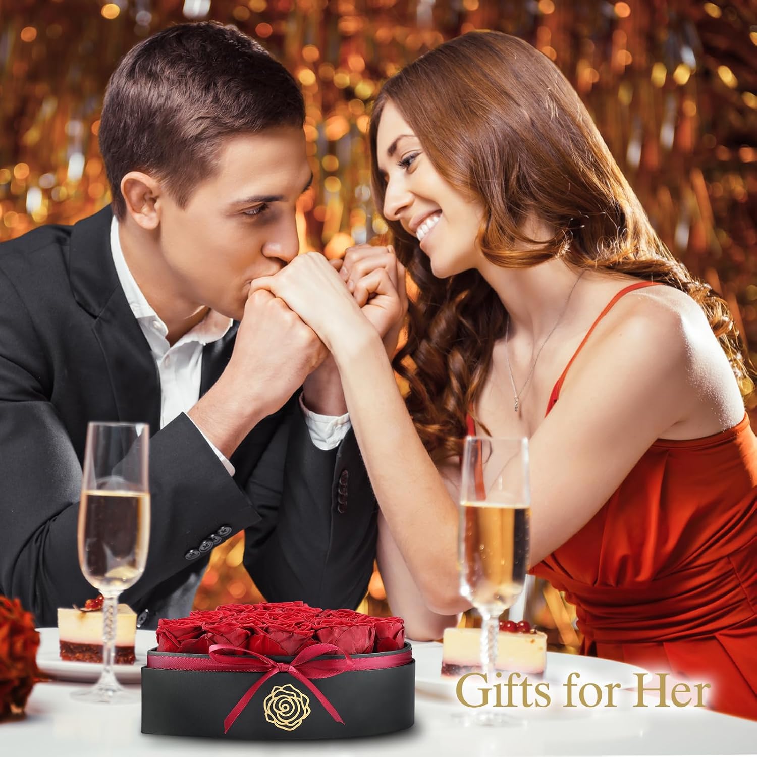 16 Forever Flowers in Heart Shaped Box - Preserved Roses Romantic Gifts for Her, Valentine’s Day, Anniversary, Wedding (Wine) - Image 5