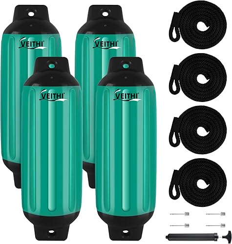 Paquete de 4 defensas de barco de 4.55.56.58.58.51016 pulgadas, parachoques de vinilo acanalado de doble ojo, parachoques de barco para acoplamiento