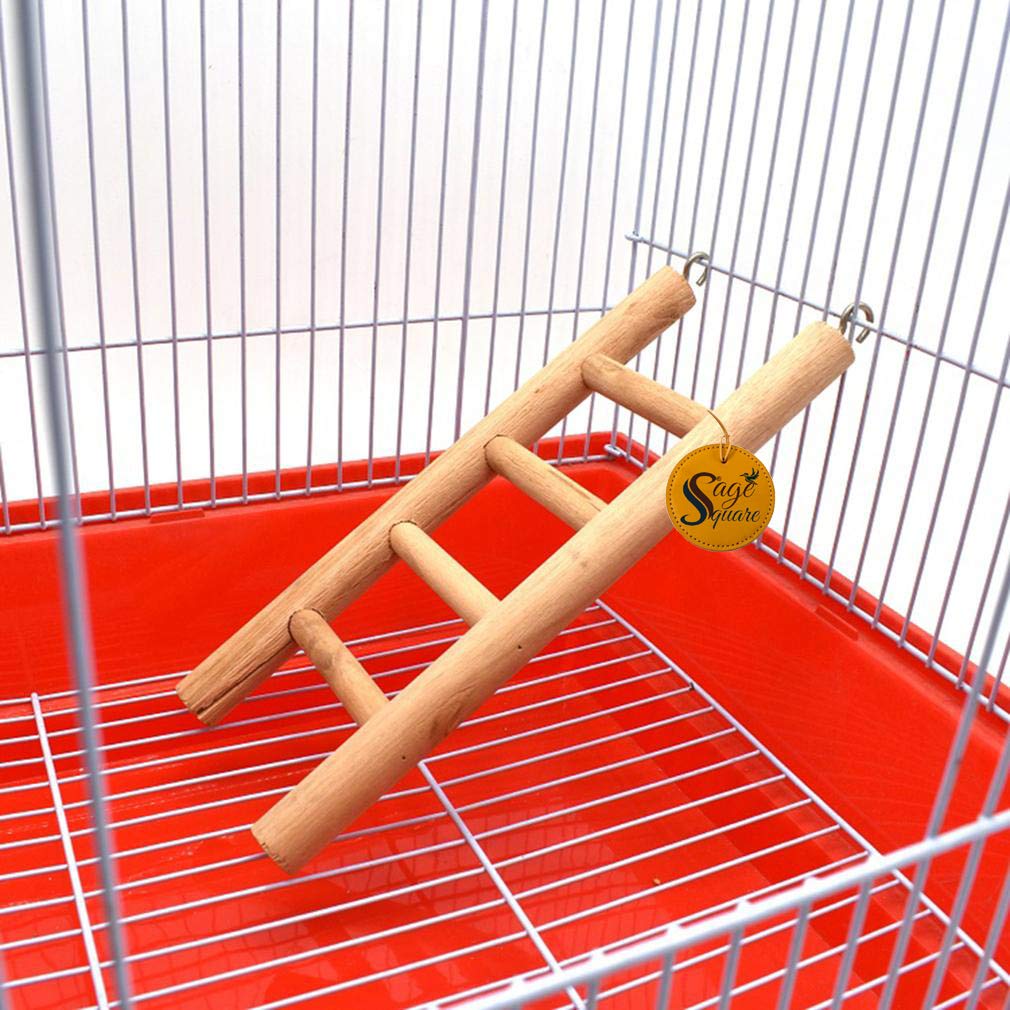 Sage Square Playful Natural Wooden Climbing Ladder Toy for Exercise & Fun, with Hooks, for Hamsters, Sugar Glider, Dwarf, Rat, Mice, Gerbil. (Design 5) 1