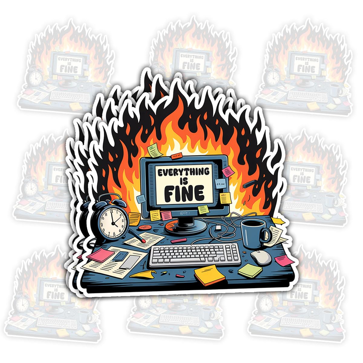 Photo 1 of (3pcs-3in) Everything is Fine Sticker Funny Stress Relief Quote Stickers