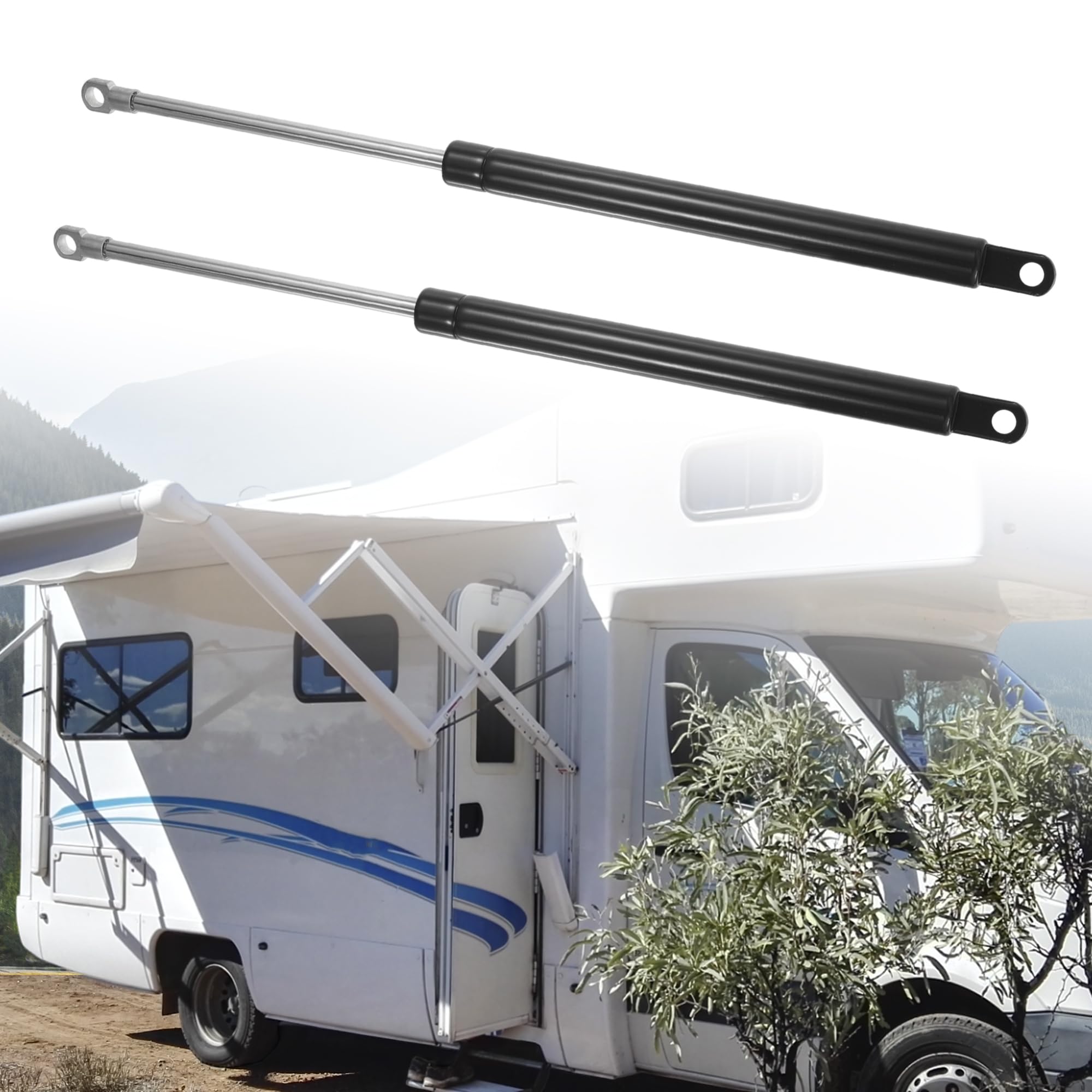 QUARKZMAN 2 Pz 15 Pollici 45Ib/200N Supporti a Gas Ammortizzatori Molla Universali Neri per Finestre, Ante, Coperchi di Armadi per RV, Auto, Camion, Barca