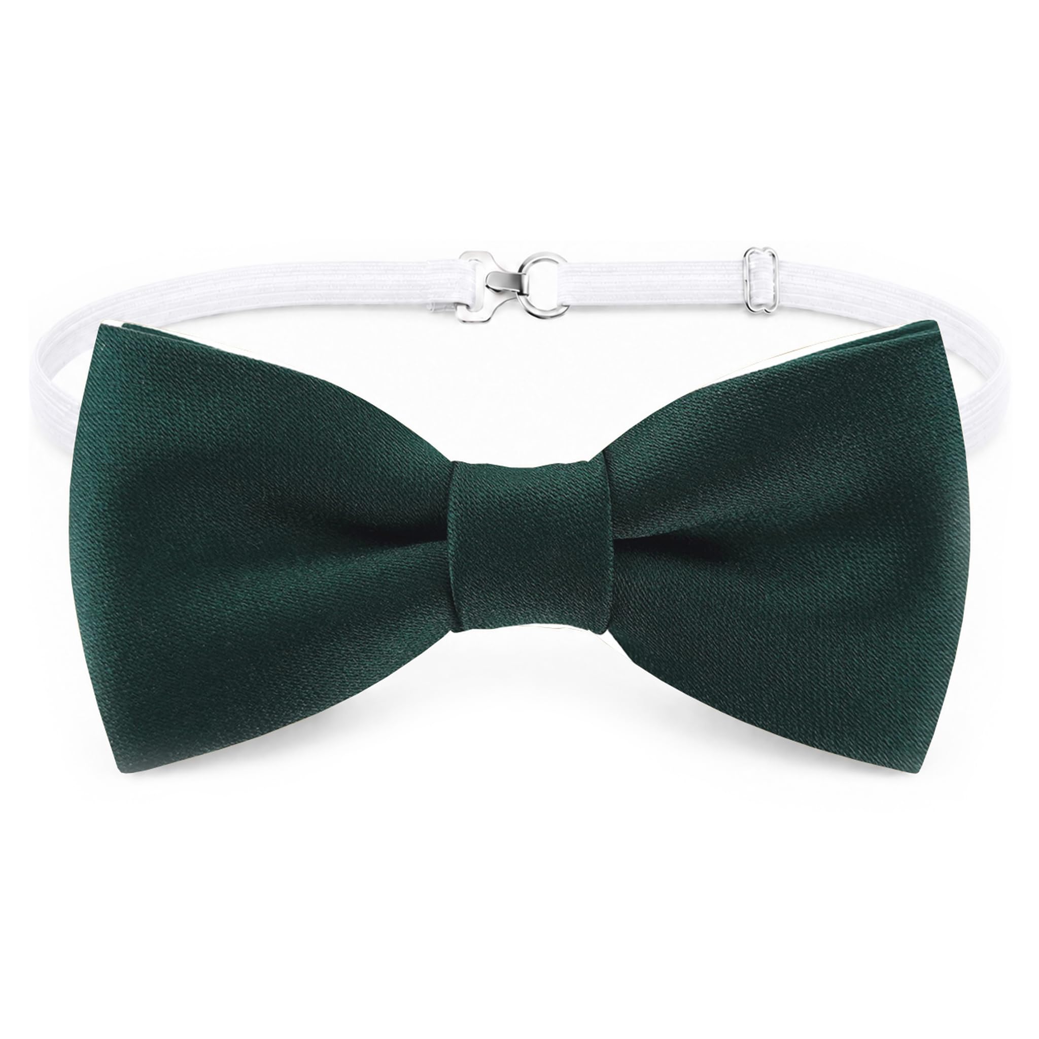 TigerTie - Toddler Baby Bow Tie Plain with Elastic Band 29 to 40 cm Neck Circumference Adjustable + Storage Box, fir green, Fliegengröße: ca. 7 cm x 3,5 cm
