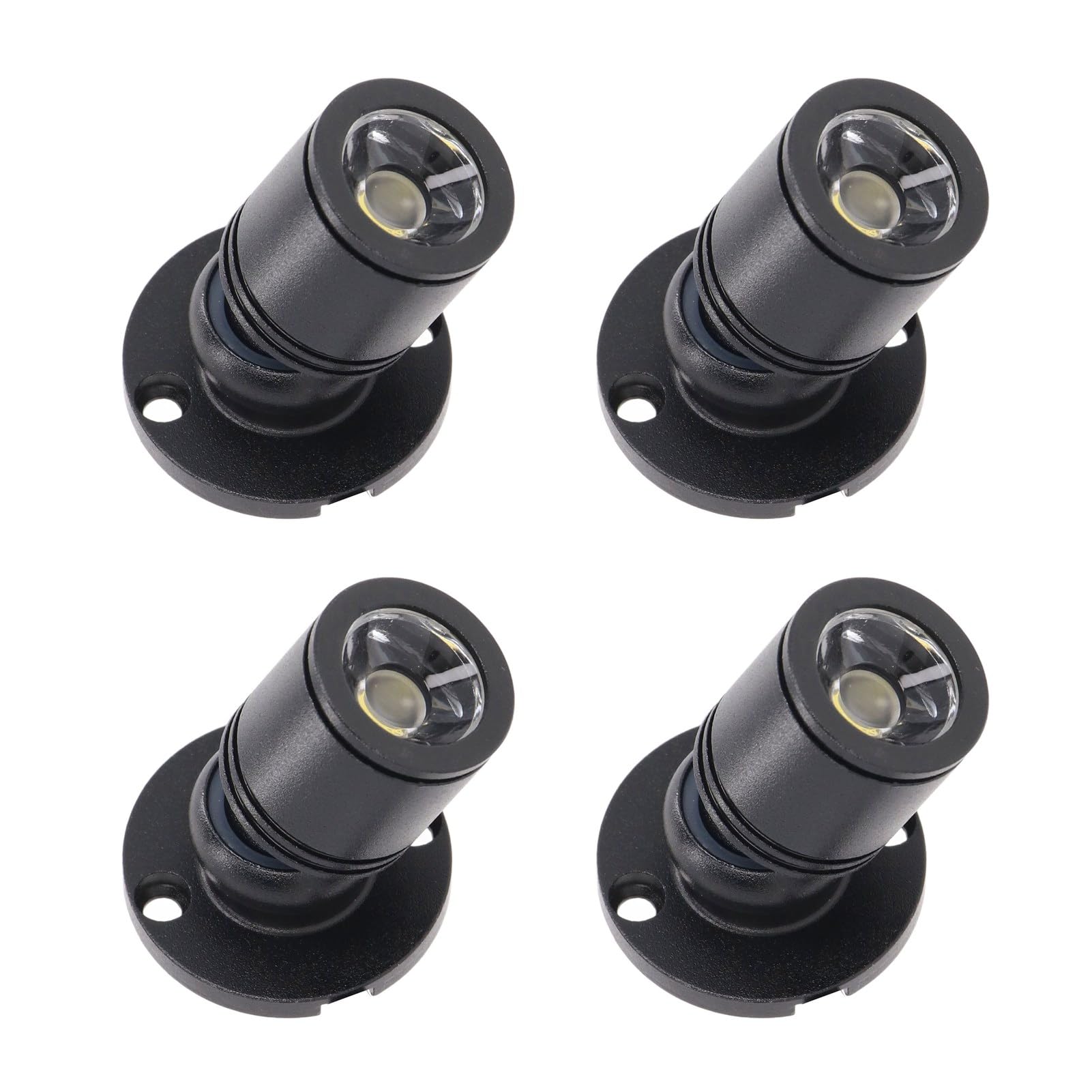4 piezas mini foco LED regulable USB, luces de acento ajustables para vitrinas y gabinetes de joyería, porches, canales, 5V, color negro