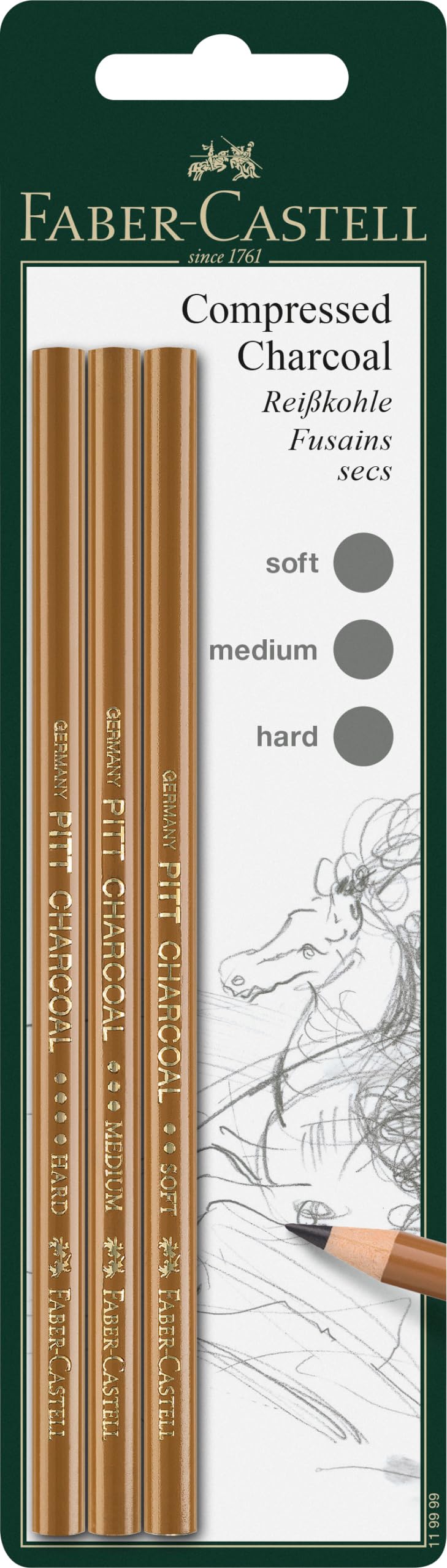 PITT Charcoal Pencil Set of 3