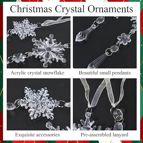 Miniatura 5 de Decoración para árbol de Navidad 2025 20 piezas de adornos de Navidad acrílicos colgantes, adornos de cristal transparente de copo de nieve para