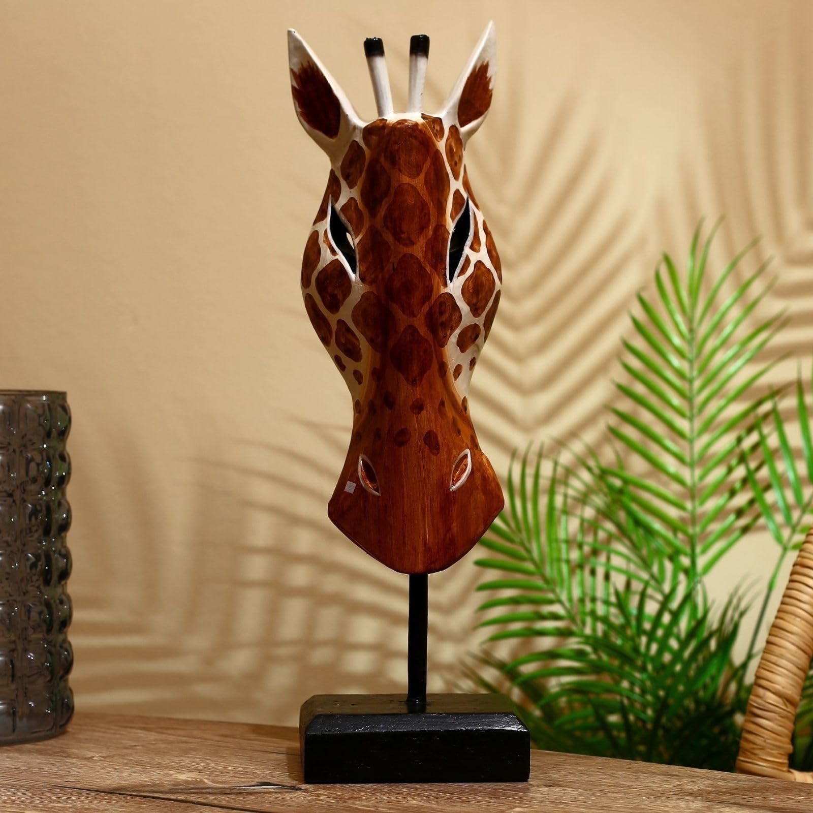 African Mask Wood Aboriginal Style Hand Painted Wooden Mask Wall Hanging Decor African Decor 16"