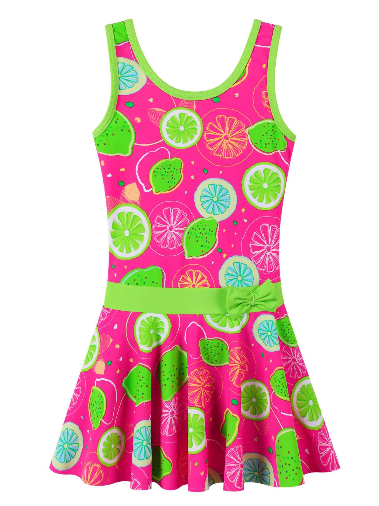 Girls Swimsuit One Piece UPF 50+ Floral Skirted Bathing Suit Modest Beach Swim Dress 3-11 Years
