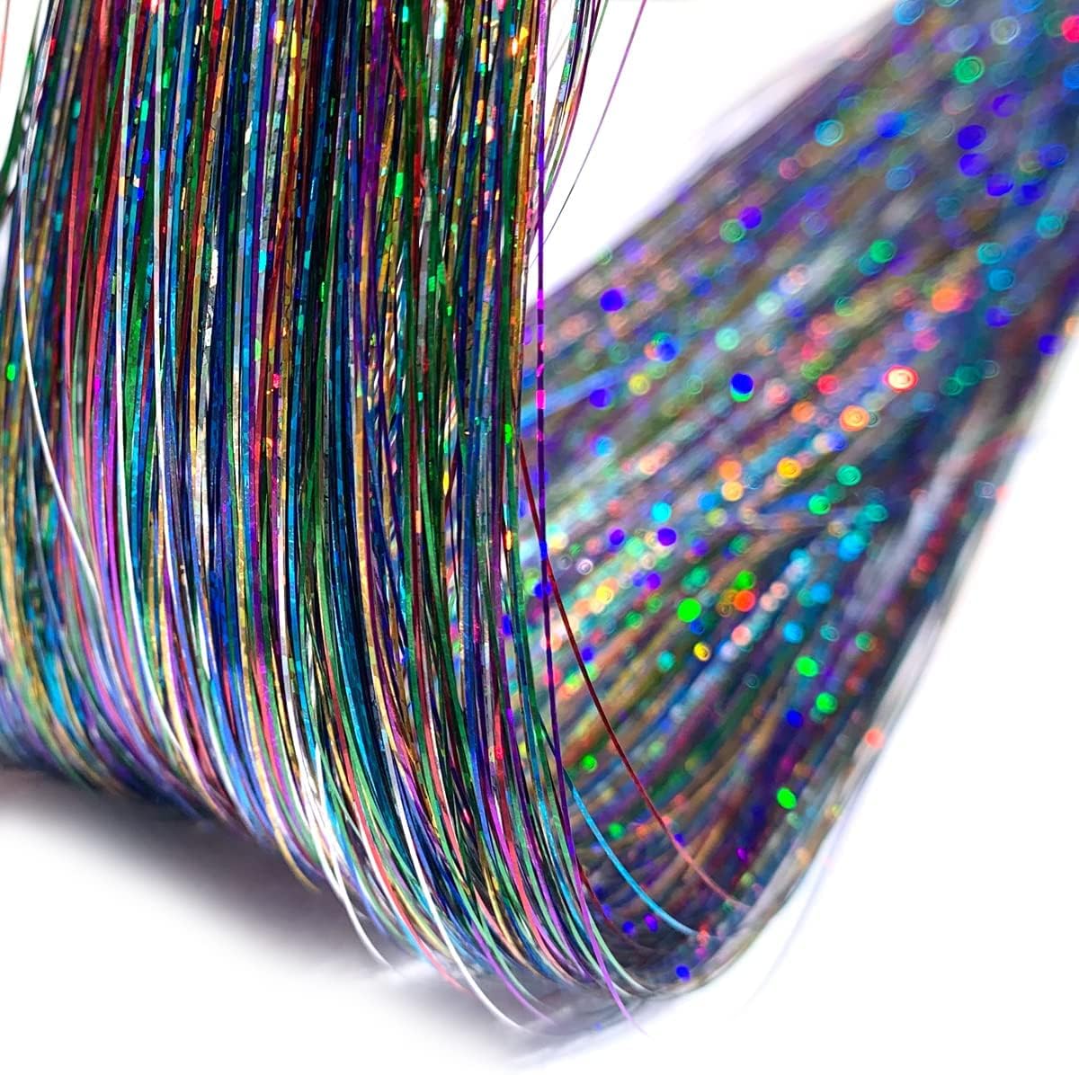 EUPHORIA 40 inches Hair Tinsel/Glitter Hair Extensions/Highlight Hair Extensions for Women and Girls 100 Strands (Rainbow)