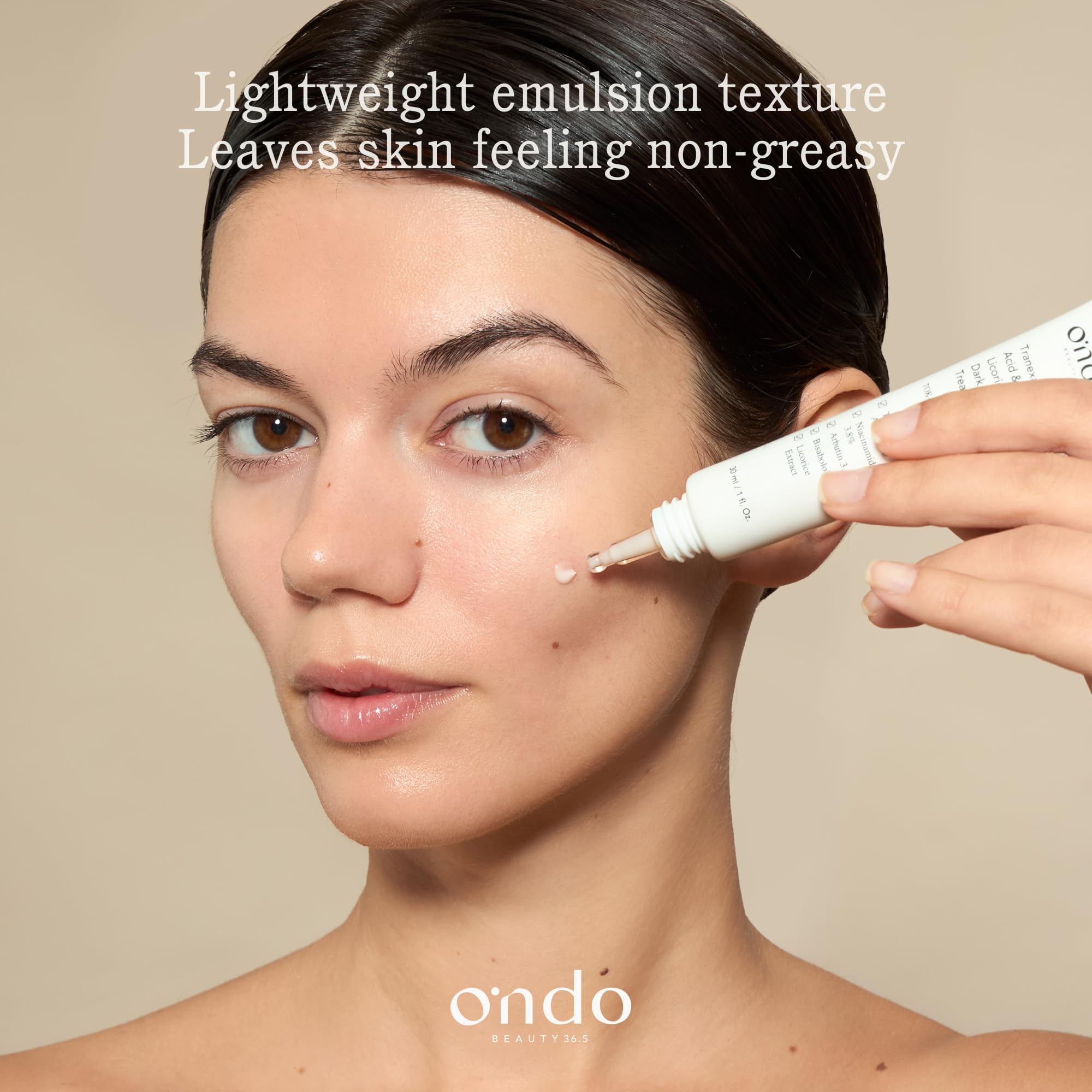 Ondo Beauty 36.5 TRANEXAMIC ACID & LICORICE DARK SPOT TREATMENT, Wegański krem z kwasem traneksamowym i niacynamidem, zabieg na plamy na twarzy, przebarwienia, jednolity odcień skóry, 30 ml