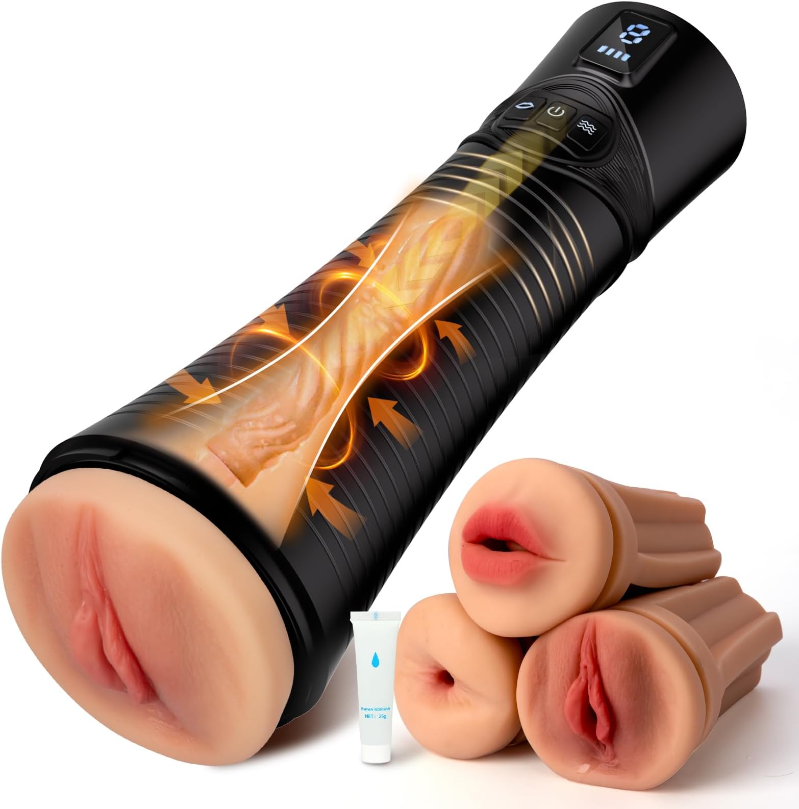 Small Electric Male Masturbator Sexs Toy for Men with 9 Vibrating and 9 Sucking Modes,3D Realistic Tunnel Pocket Pussy with 3 Sleeves, Masturbation Sex Toy Set for Men, Solo Mens Sex Toy Set (S)
