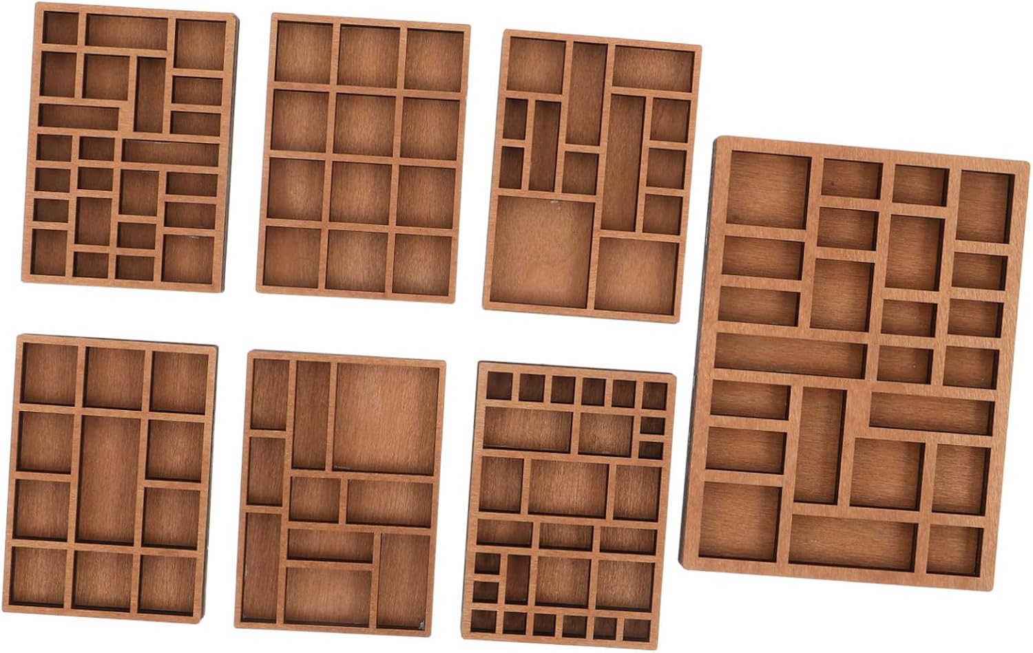 7pcs Miniature Wooden Jewelry Tray with Rustic Charm, Natural Wood Mineral Display Stand for Gemstones and Trinkets, Stylish Organizer Preventing Tangling, for Studio or Shop Use