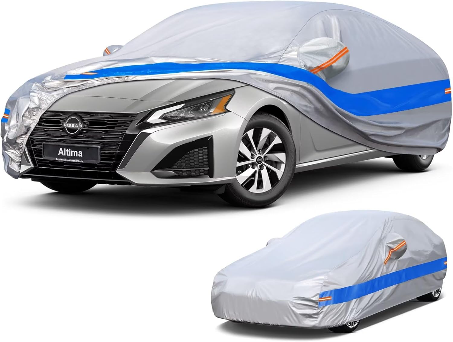 Car Cover Custom Fit for Nissan Altima (2002-2025), Waterproof All Weather Full Exterior Covers for Automobiles, Rain Sun Protector Car Cover Outdoor. Gray and Blue