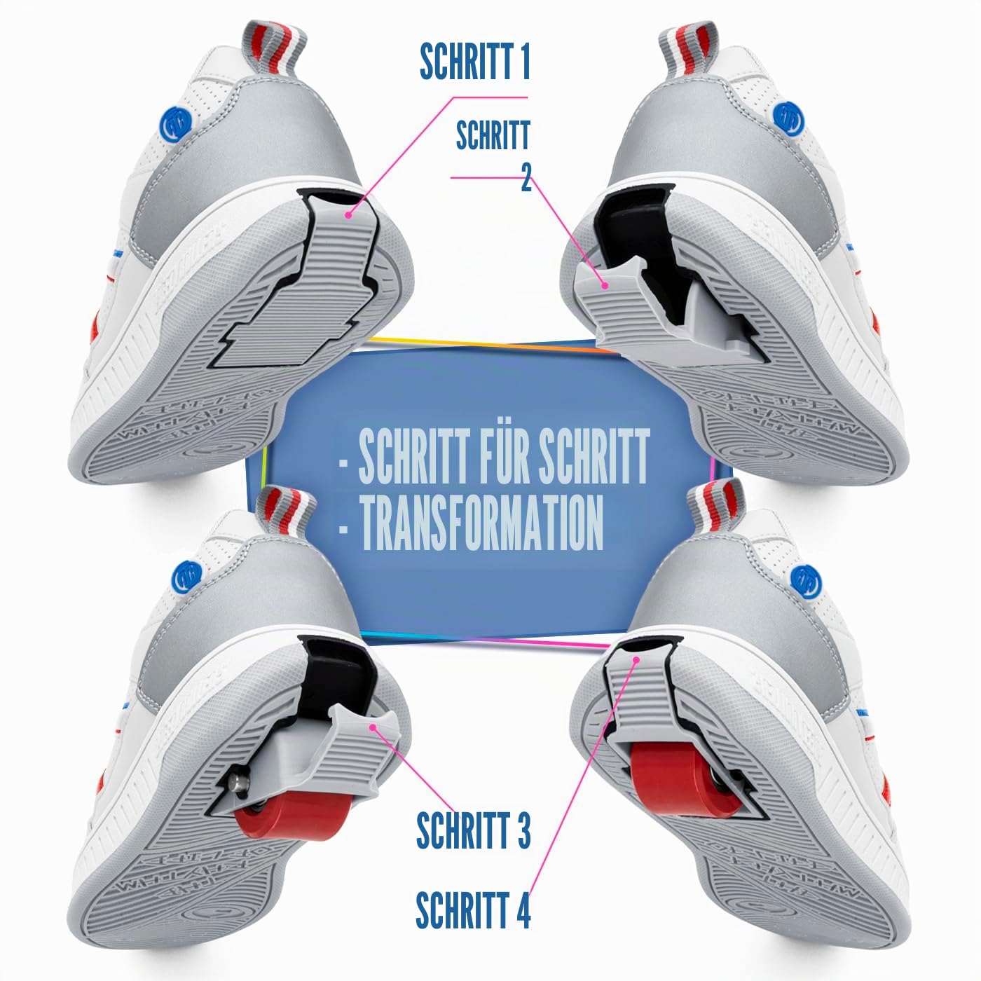 BREEZY ROLLERS Schuhe mit Rollen für Kinder I Rollschuhe-Sneaker Kids I Von Kinder Straßen-Schuhen zu Rollschuh in wenigen Sek. I Patentiertes Klick-System I Turnschuhe mit Rollen für Mädchen & Jungen