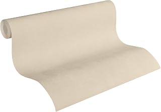 Livingwalls Uni-Vliestapete mit Struktur – Creme-Beige – 10,05 x 0,53 m