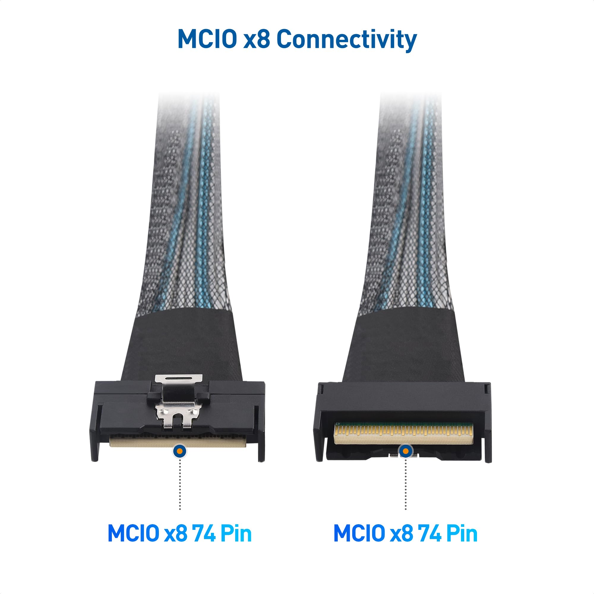 Cable Matters Cavo MCIO x8 a 74 pin (cavo MCIO), 0,85 m, supporta PCIe Gen5, SFF-TA-1016 Mini Cooledge IO Cable