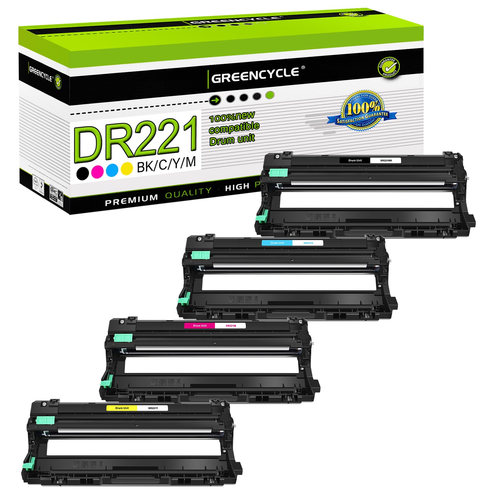 greencycle DR221CL Drum Unit 4 Pack (NOT Toner) Compatible for Brother DR221 DR-221 Work for Brother HL-3140CW HL-3170CDW MFC-9130CW MFC-9330CDW MFC-