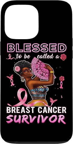 iPhone 13 Pro Max Camisas afroamericanas contra el cáncer de mama para mujeres Blessed Survivor Case