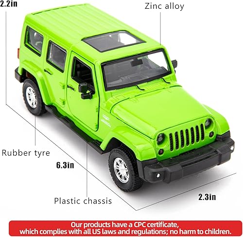 Miniatura 2 de TGRCM-CZ Wrangler - Modelo de auto fundido a presión, auto de juguete de aleación a escala 132, juguetes con sonido y luz, adecuado para niñas y