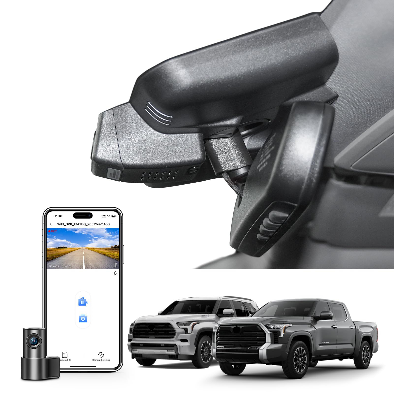 Mangoal Front 4K Rear 1080P Dash Cam Custom fit for Toyota Tundra 2022-2026 Sequoia 2023-2026 Model B Limited