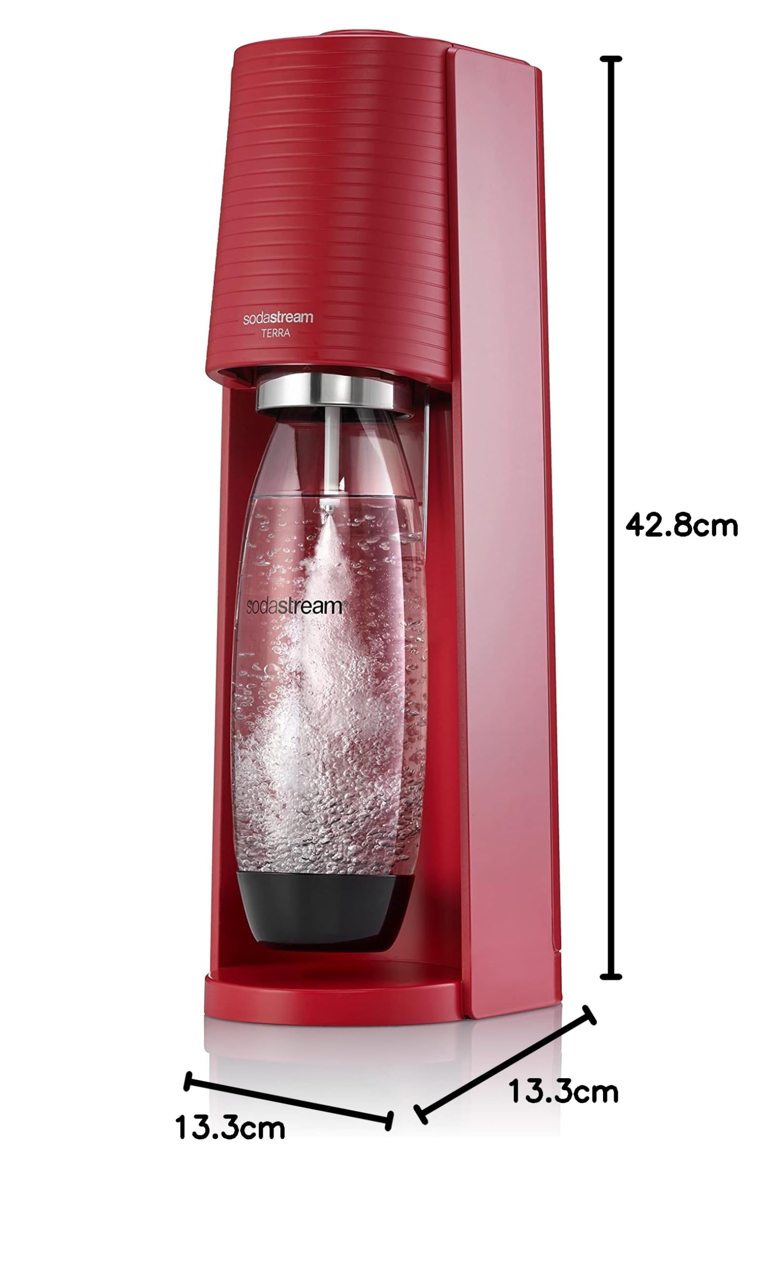 SodaStream TERRA Machine à Eau Pétillante Best-Seller | Pack 1 Bouteille 1L + 1 Recharge de Gaz 60L à Clipser | Rouge