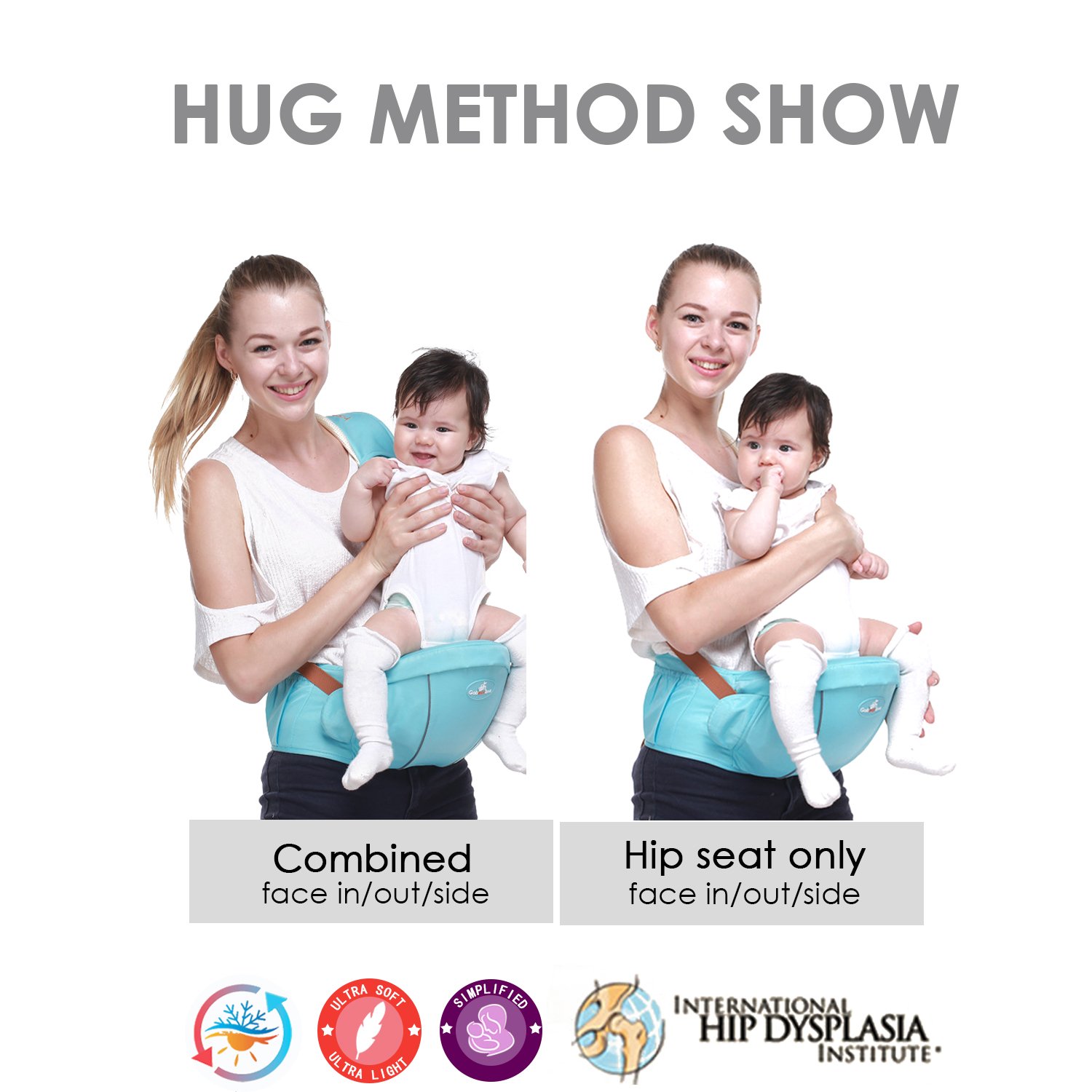 SONARIN Premium Hipseat Baby Carrier, Porte-bébé,Sûr et Confortable, Taille Libre, Ceinture de Transport Avant, 4 positions de transport,100% GARANTIE et LIVRAISON GRATUITE, Cadeau Ideal(Rouge Foncé)