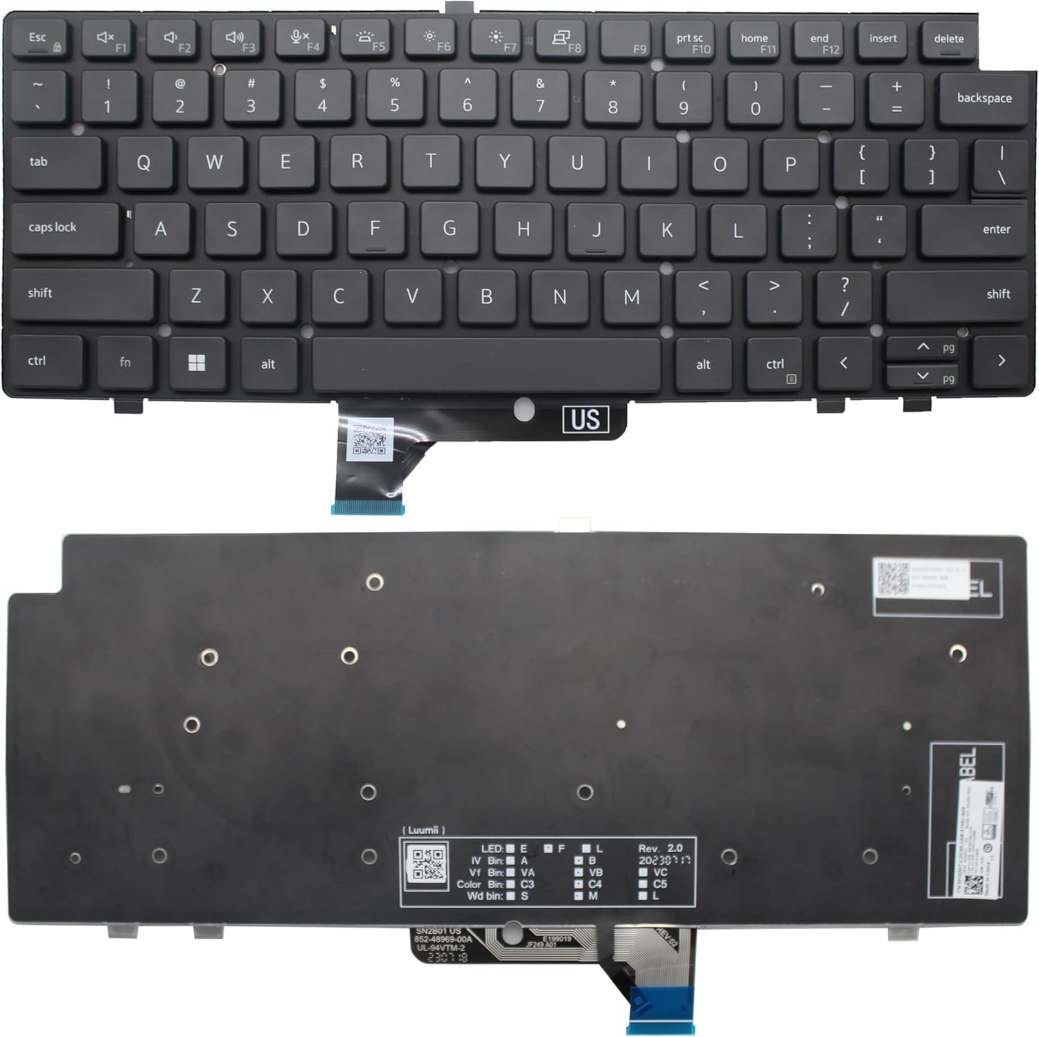 Replacement Laptop Keyboard Backlight for Dell Latitude 7440 7640 Backlit US Layout Black
