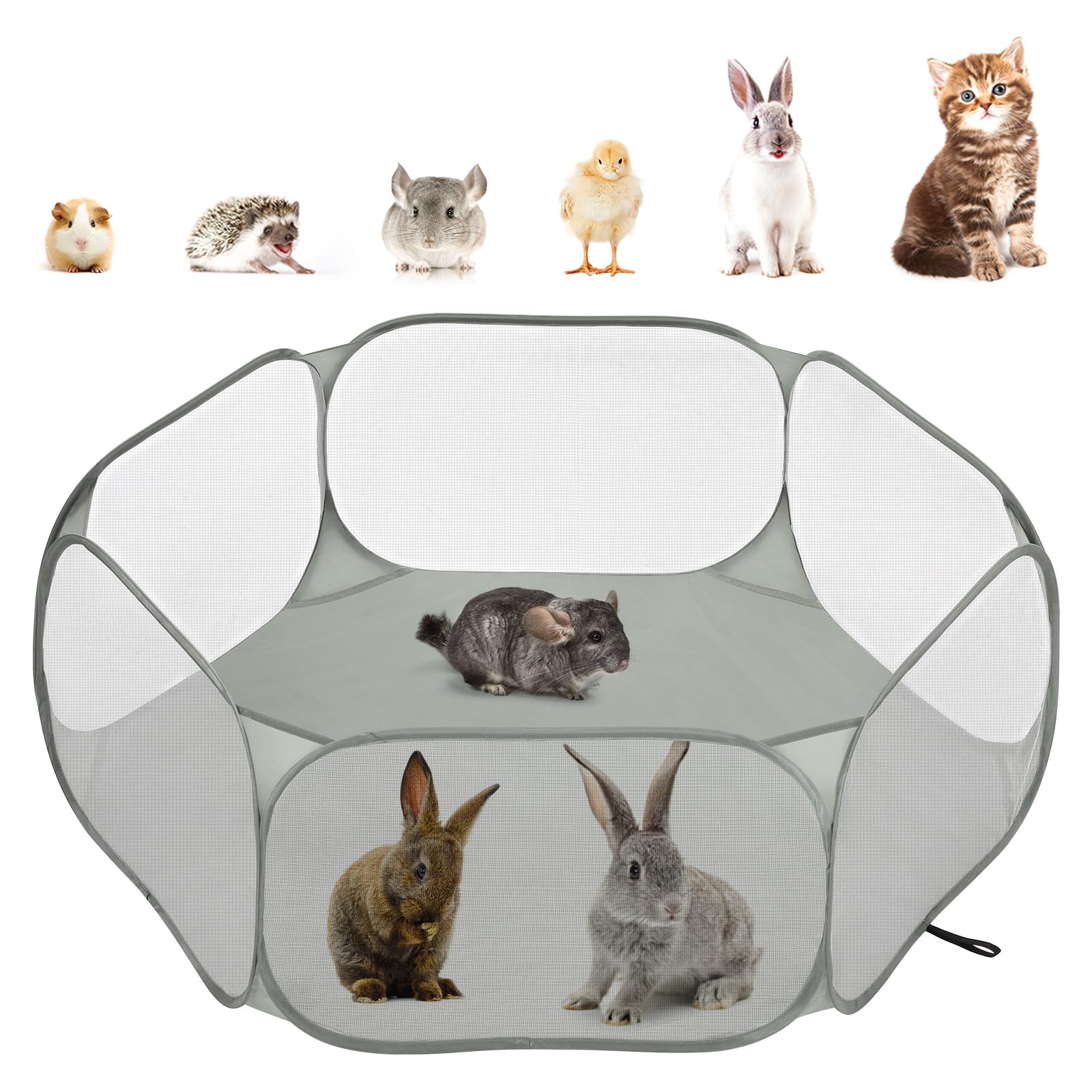 Pawaboo Small Animals Playpen, Waterproof Small Pet Cage Tent with Strong Steel Wire Frame