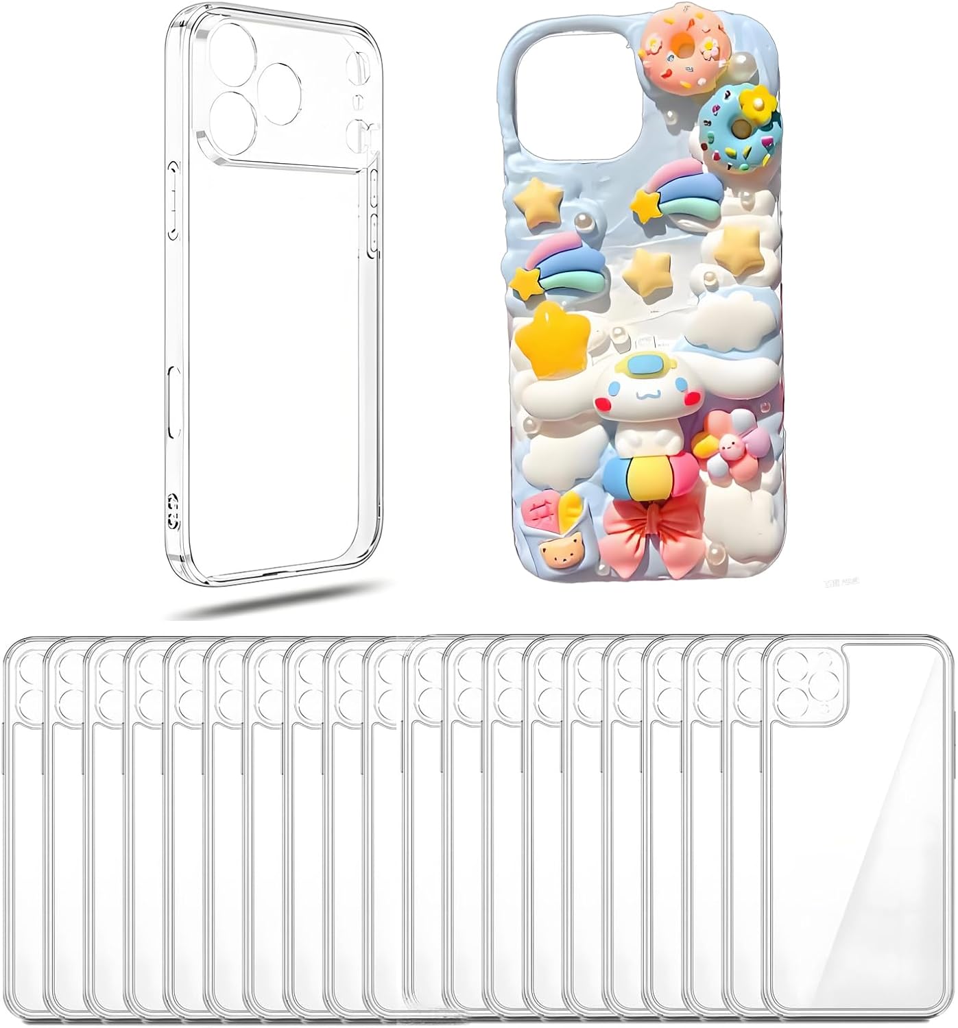 20 Pcs DIY Junk Phone Case for iPhone 17 16 15 14 13 12 11 Pro X XR XS Max Air Mini 7 8 Plus SE,Transparent Junk Case Supplies,DIY Clear Phone Cases for Custom Desig/Use Directly (iPhone 15 Plus)