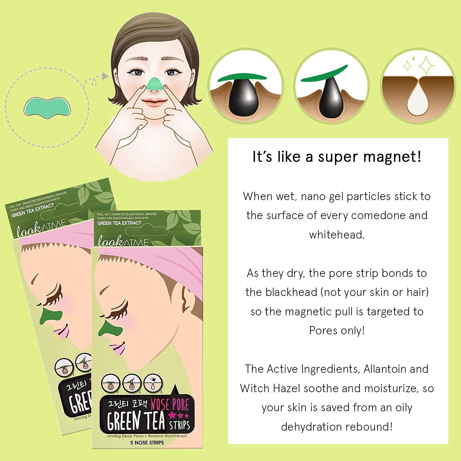 Look At Me Nose Pore Strips (4-Pack, 20 Nose Strips). Korean Skin Care Blackhead Remover. K Beauty Blackhead Strips for Nose and Face, Black Head Strips Women. Acne Mask for Blackhead Removal. (Combo) : Beauty & Personal Care