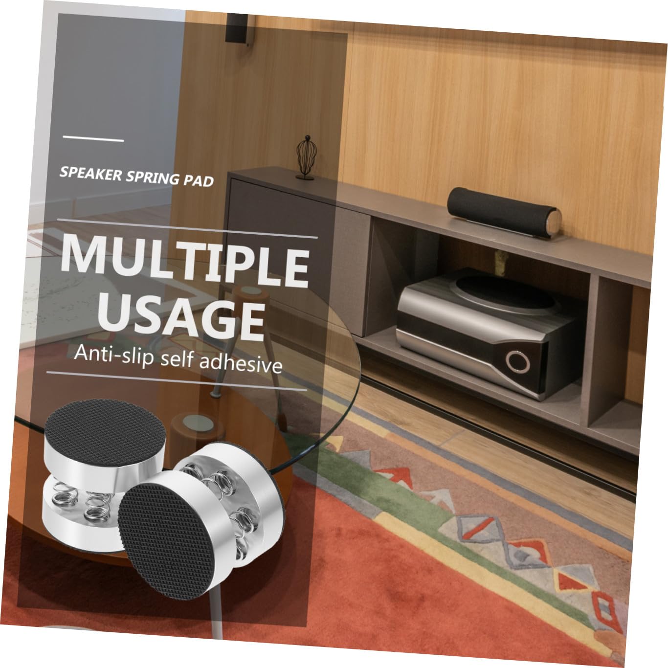 NUOBESTY 4 Pezzi Piedini a Molla per Altoparlanti Smart Speaker Antishock in Lega di Alluminio e Gomma, Stabilità Garantita per Uso Domestico e Ktv
