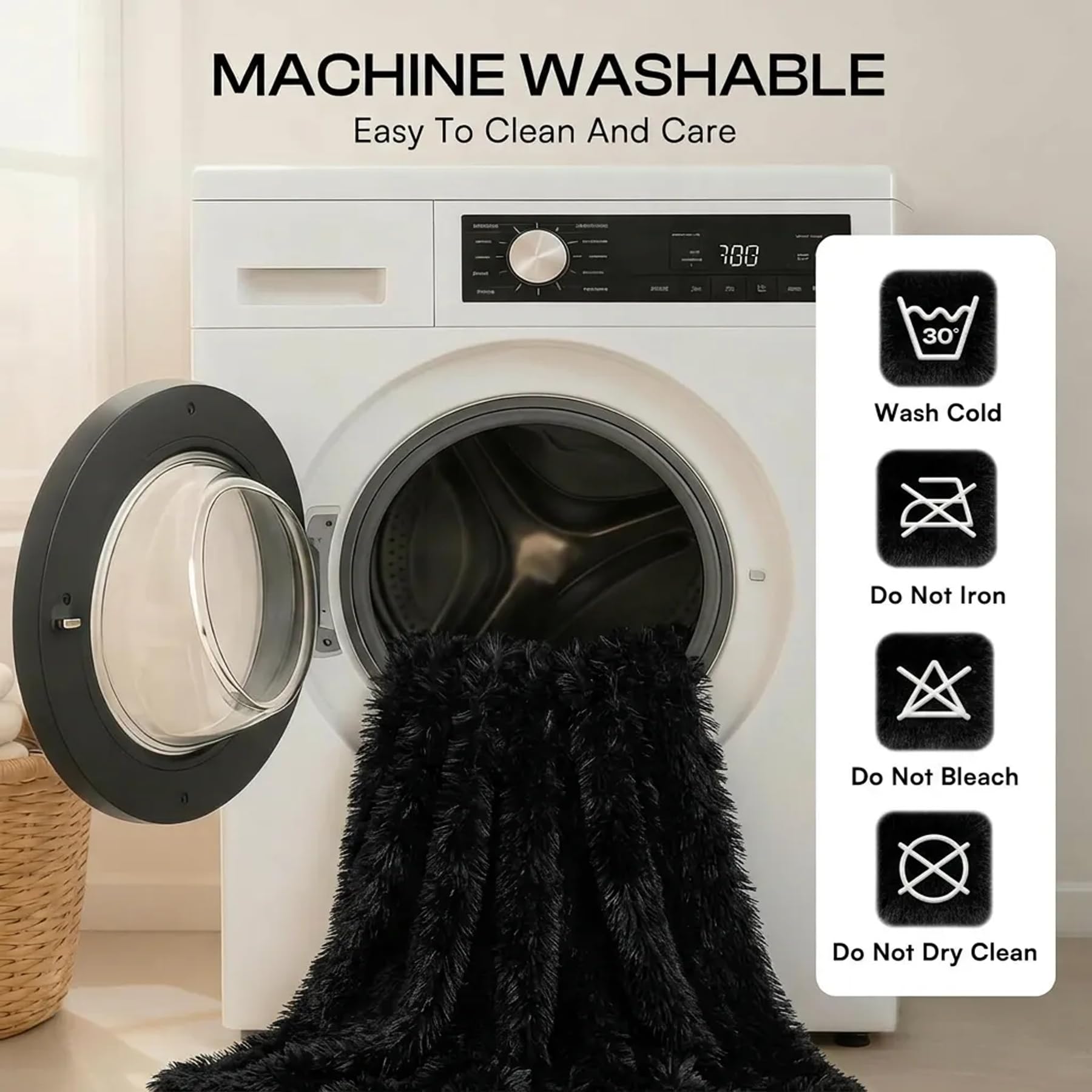 Manta impermeable y esponjosa negra para perros grandes, manta larga de piel sintética para mascotas para fundas de cama tamaño King (negro, XL-85 x 57 pulgadas)