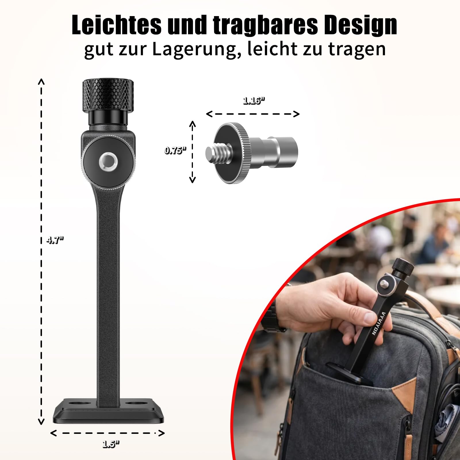 Fernglas Stativadapter mit Arca-Swiss-Platte und 1/4-20"&3/8-16" Gewinde, Kompatibilität mit Porro-Ferngläser und Arca Kugelköpfe, T6061 Aluminiumlegierung Universeller Stativadapter für Vogelbeobach