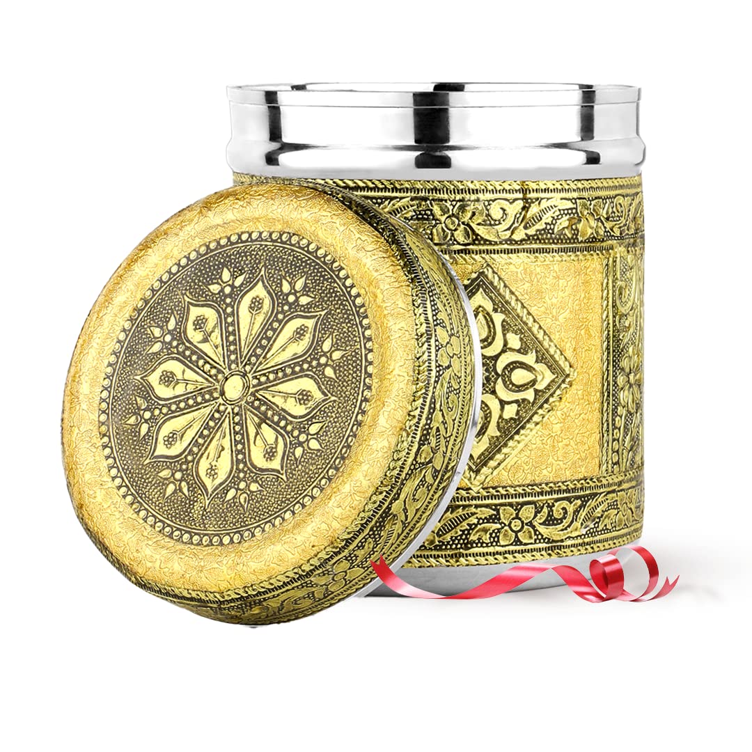 USHA SHRIRAMUSHA SHRIRAM Stainless Steel Crafted Storage Box (1200ml) |Gift Set | Kitchen Storage Organiser | Dabba For Kitchen | Rust Proof | Multi Purpose Box (Rexine)