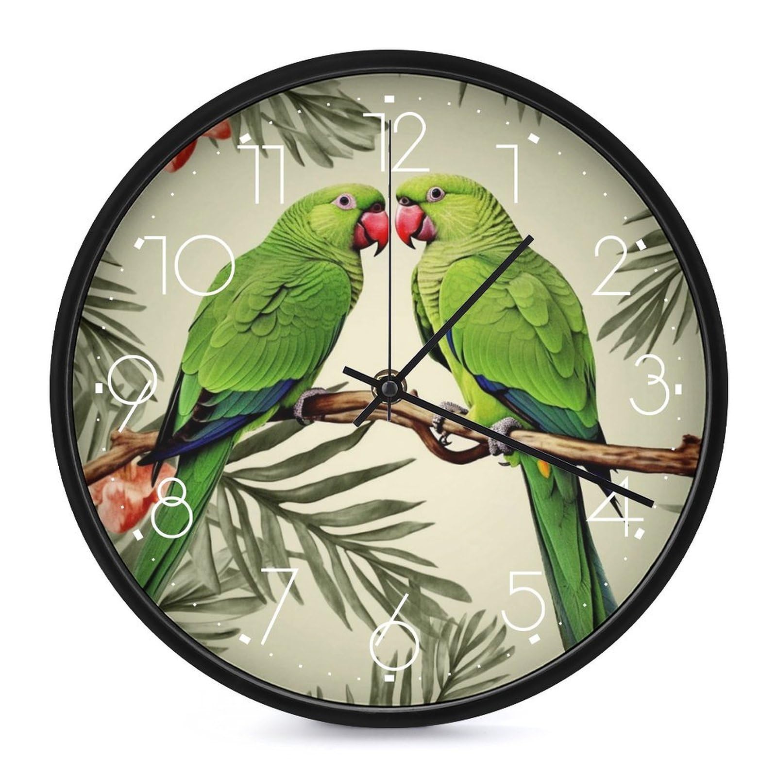 Horloge murale ronde perroquets de 25,4 cm fonctionnant à piles classique