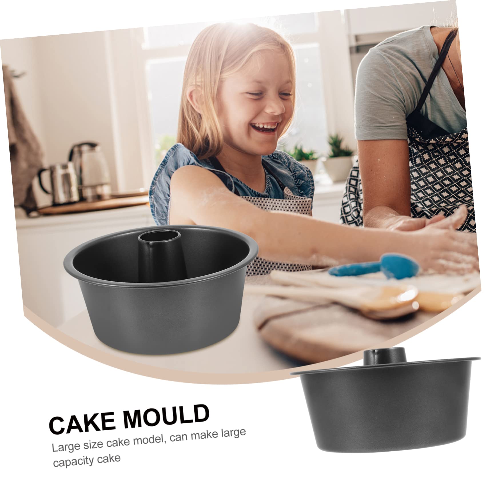 Hohle Runde Antihaft Kuchenform aus Kohlenstoffstahl, Schwarz, 1stück