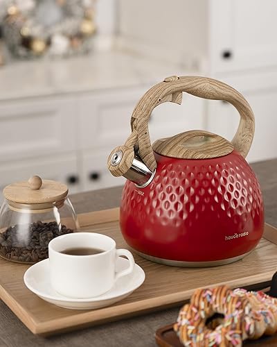 Miniatura 7 de Tetera de 2.5 cuartos de galón, silbato fuerte, hervidor de agua de acero inoxidable de grado alimenticio para estufa con mango ergonómico