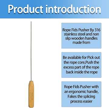 XIALUO Rope Splicing Tool Kit with Fids Pusher Rapid Recovery and Splice Double Braid Rope for1/4 5/16 3/8 7/16 1/2