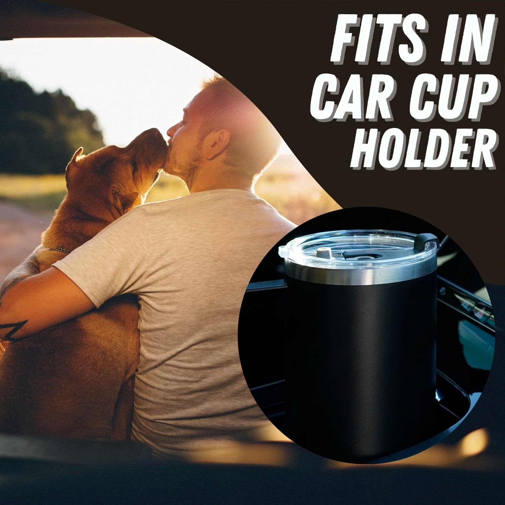 Onebttl The Dogfather - 1180ml Stainless Steel Travel Mug Tumbler With Handle, Lid and Straw for Dog Dad Lover, Owner - Black - Image 4