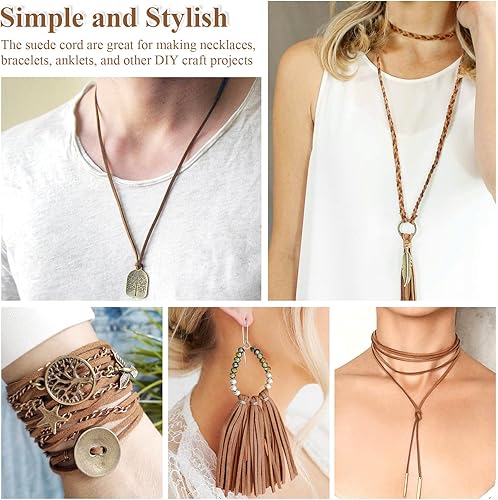 Miniatura 4 de Cuerda de cuero, cordón de ante plano cordón de cuero falso cordón de cuero delgado de encaje de cuero para pulseras, collares, fabricación de joyas