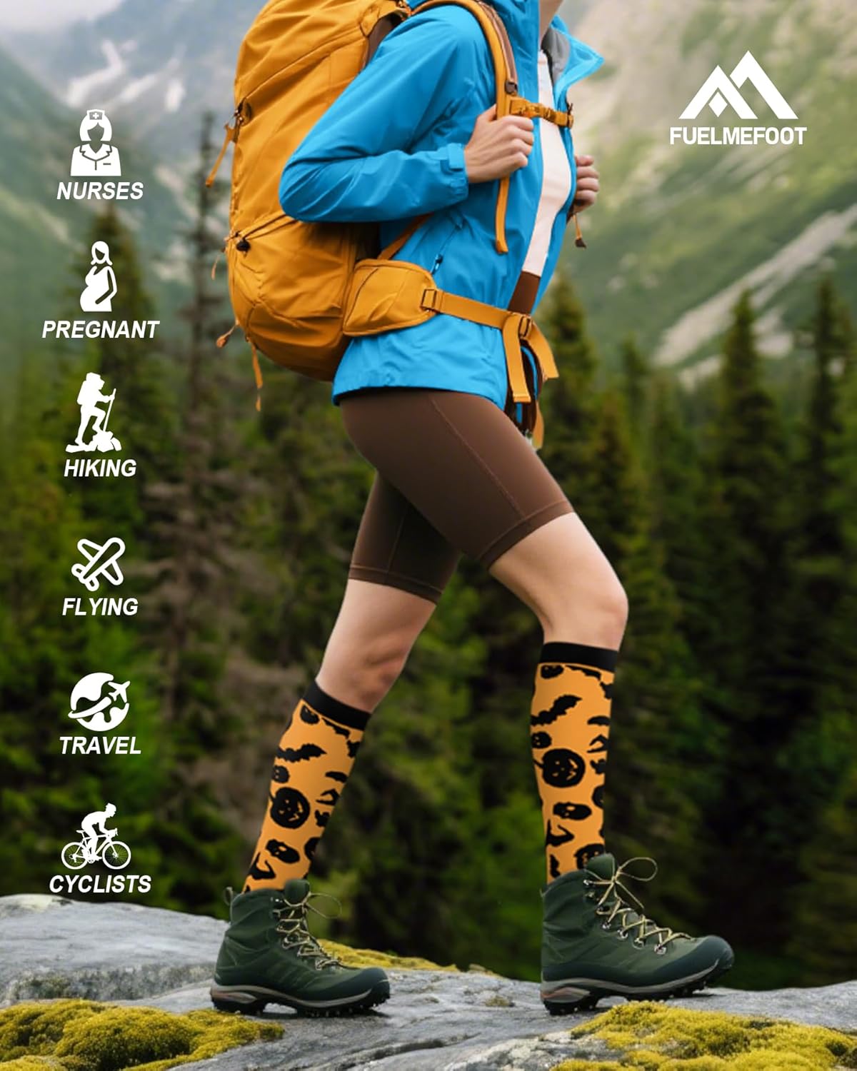 6 Pairs Compression Socks for Women & Men 15-20mmHg Graduated Support Knee High Socks for Nurses, Travel, Athletic - Image 7