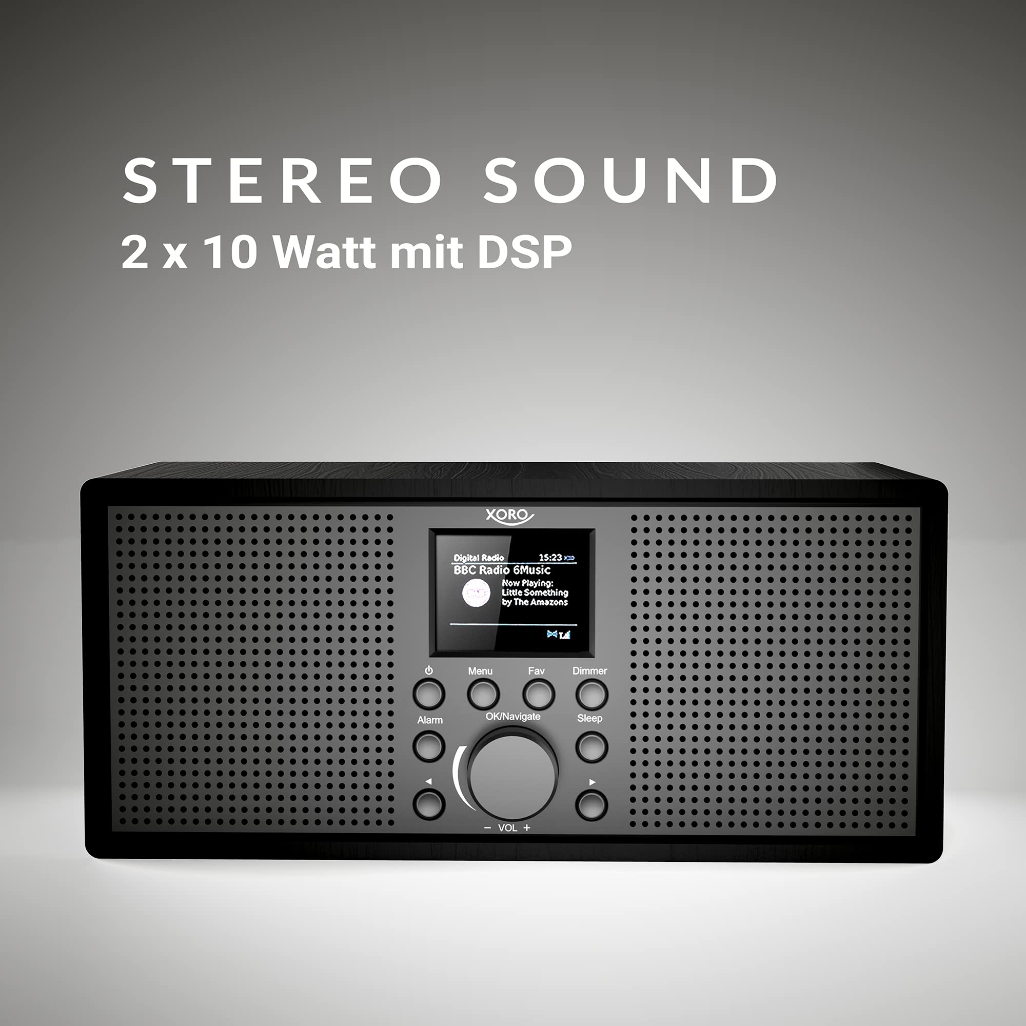 XORO DAB 700 IR - Stereo Internet Radio, DAB+/UKW, WLAN, Spotify Connect, Bluetooth, USB Mediaplayer, 2x10 Watt Stereo-Lautsprecher, Weckfunktion, Farbdisplay