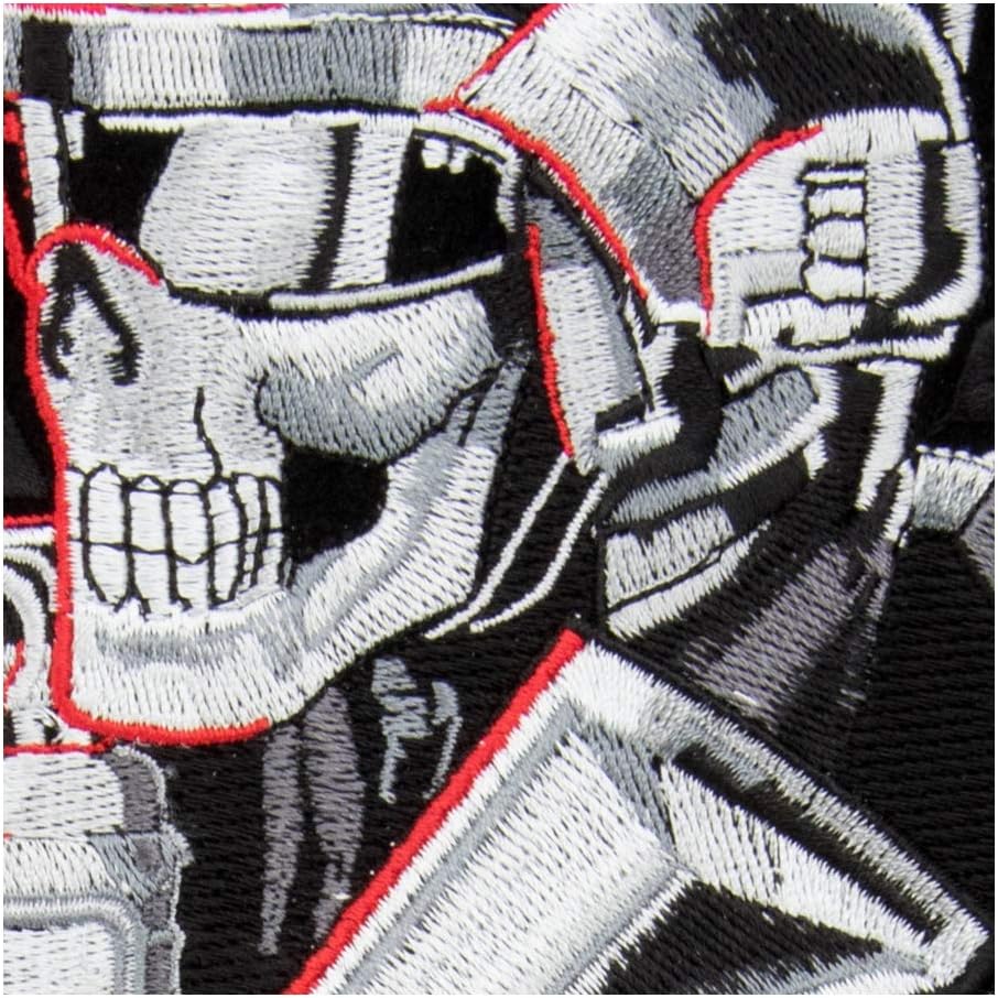 PatchStop Skeleton Soldier Gun Gray Iron On Patches for Clothing Jeans - 11.25x12.5in X-Large DIY Sew On Patch for Jackets Bags - Embroidered Decorative Skull Patches