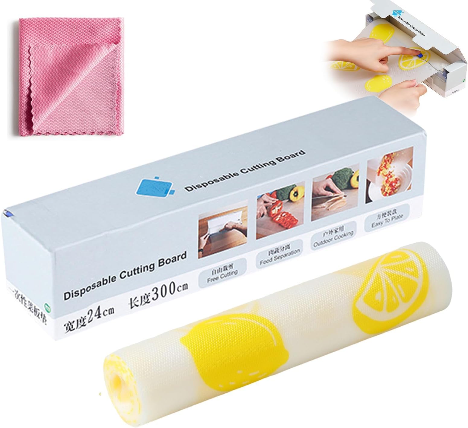 1 Roll Disposable Plastic Cutting Board, Disposable Cutting Mat, Disposable Cutting Board Sheets, Non-Slip Disposable Cutting Boards Roll Paper for Kitchen Meat Outdoor Camping Rv Traveling